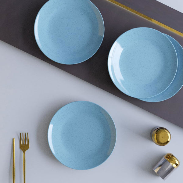 Sky Blue Marble Ceramic Set of 4 Dinner Plates - The Earth Store - Dinnerware